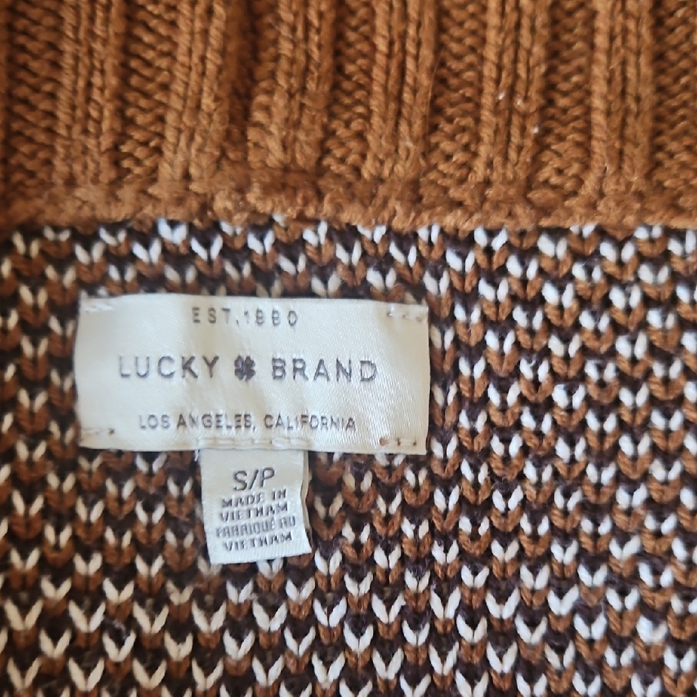 Lucky Brand Brown and Black Patterned Belted Cardigan - Picture 2 of 4
